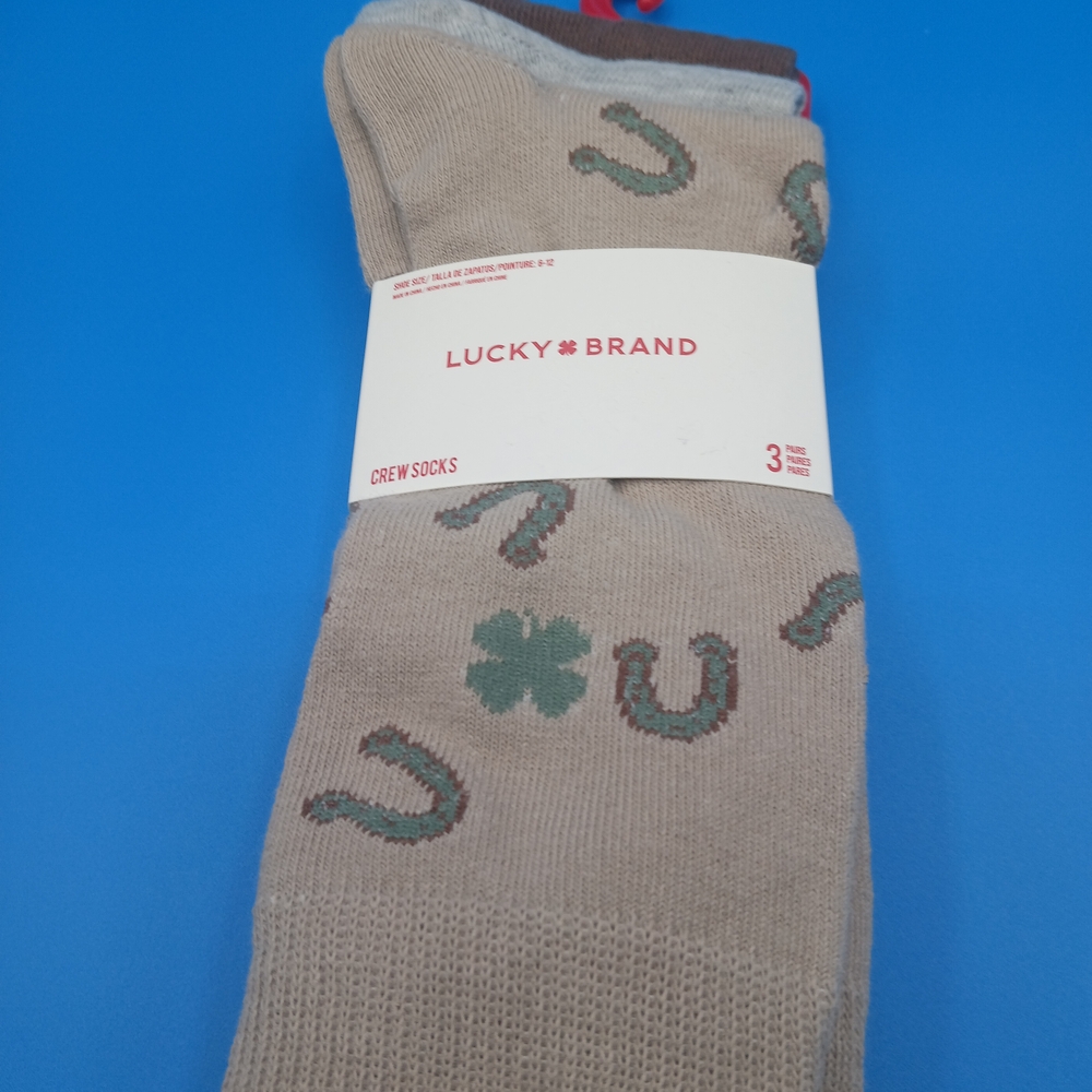 Lucky Brand Tan and Green Crew Socks for Men